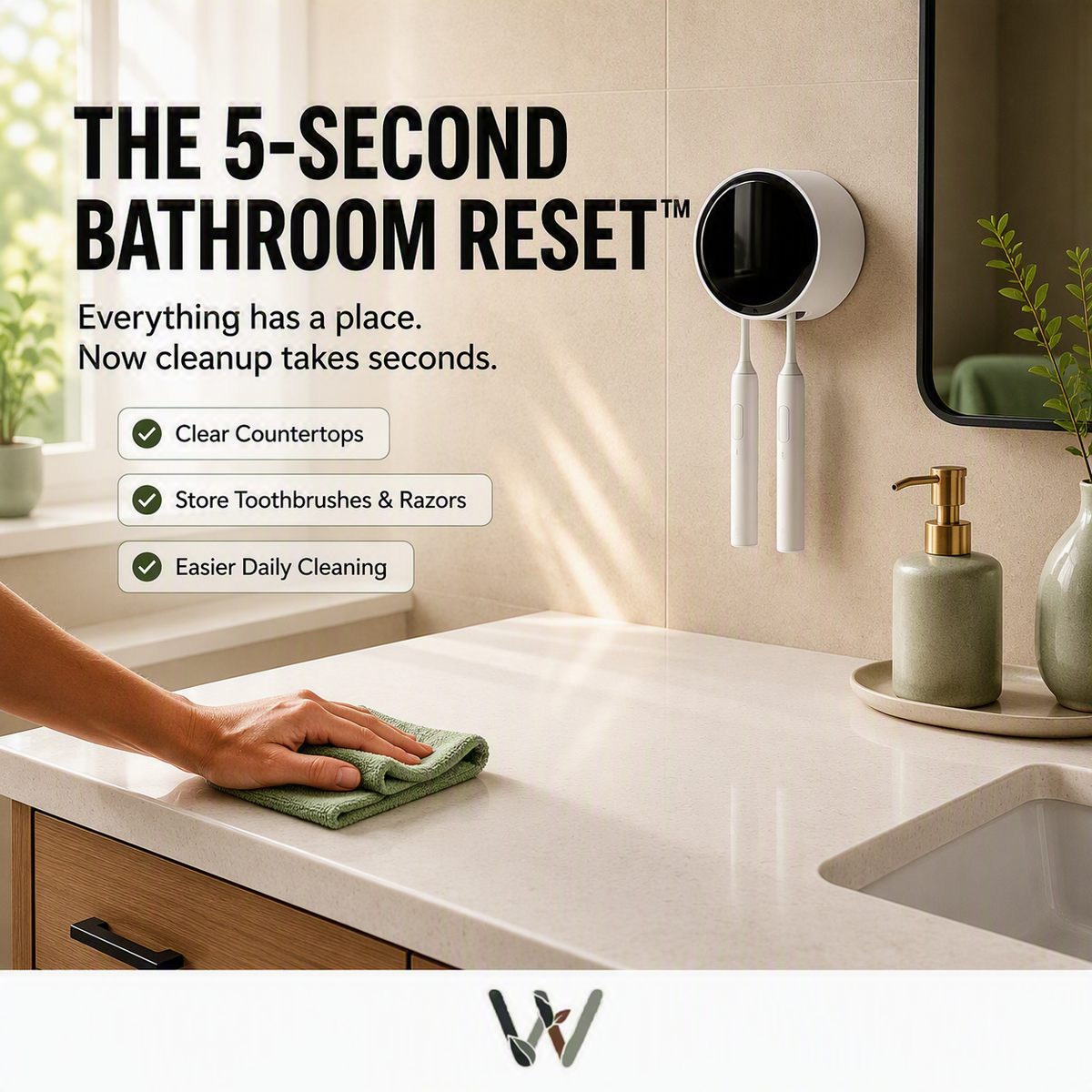 Wall Mounted Toothbrush & Razor Holder