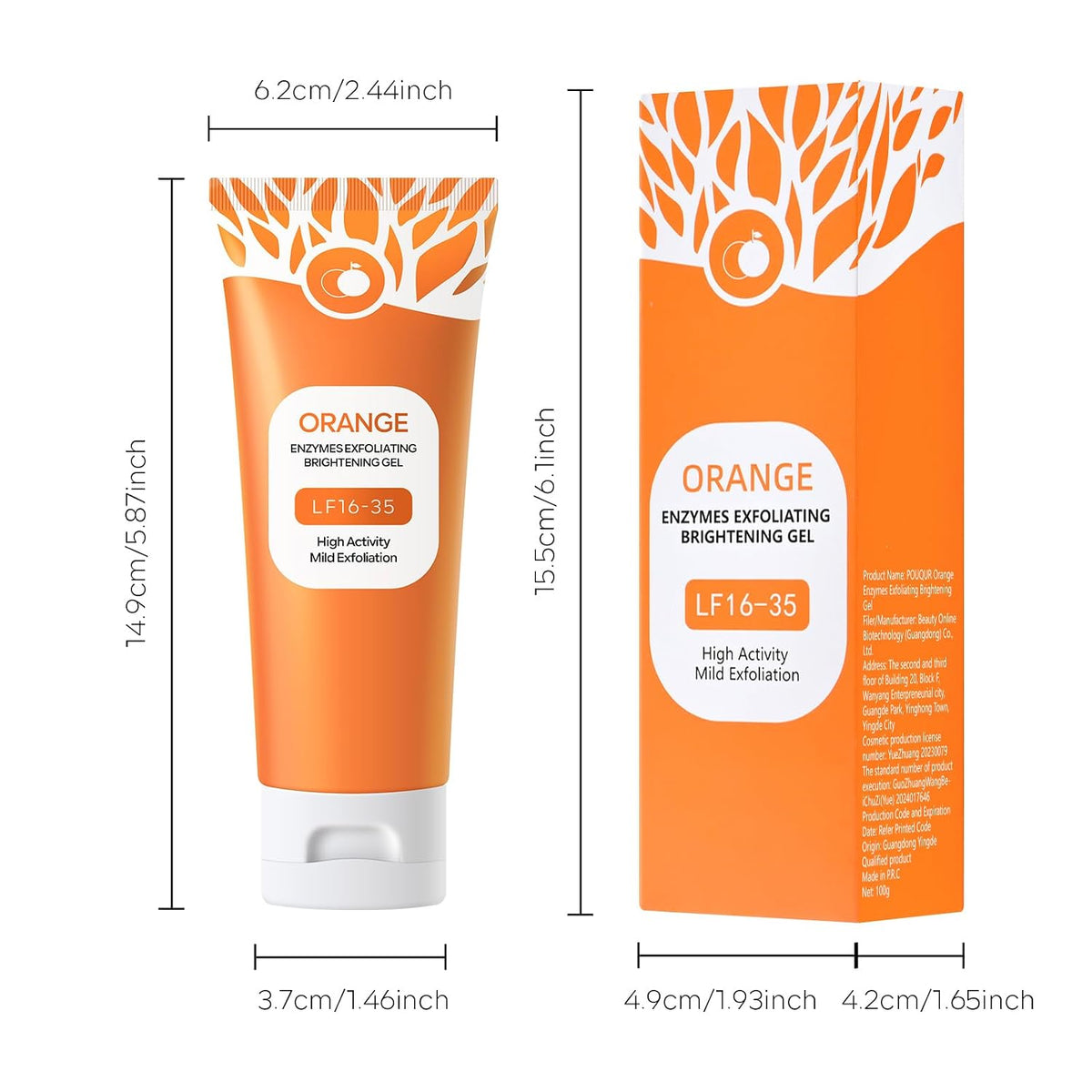 Revitalize Your Skin with Our Orange Enzyme Exfoliating Peeling Gel - 2 Pack, 3.53 Oz Each