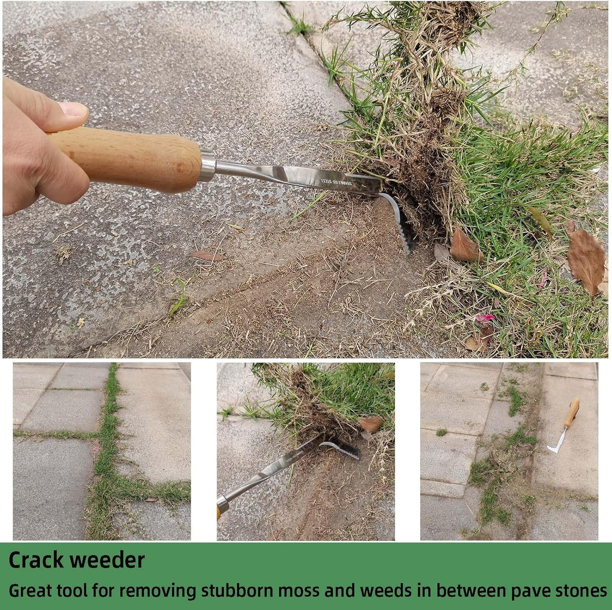 Crack Weeder, Stainless Steel Crevice Weeding Tool, Weeder Tool | L-Shaped Side-Walk Weed Puller Spatula, Efficient Manual Weeder for Sidewalk, Paver, Narrow and Wall Gaps, Walkway Edging