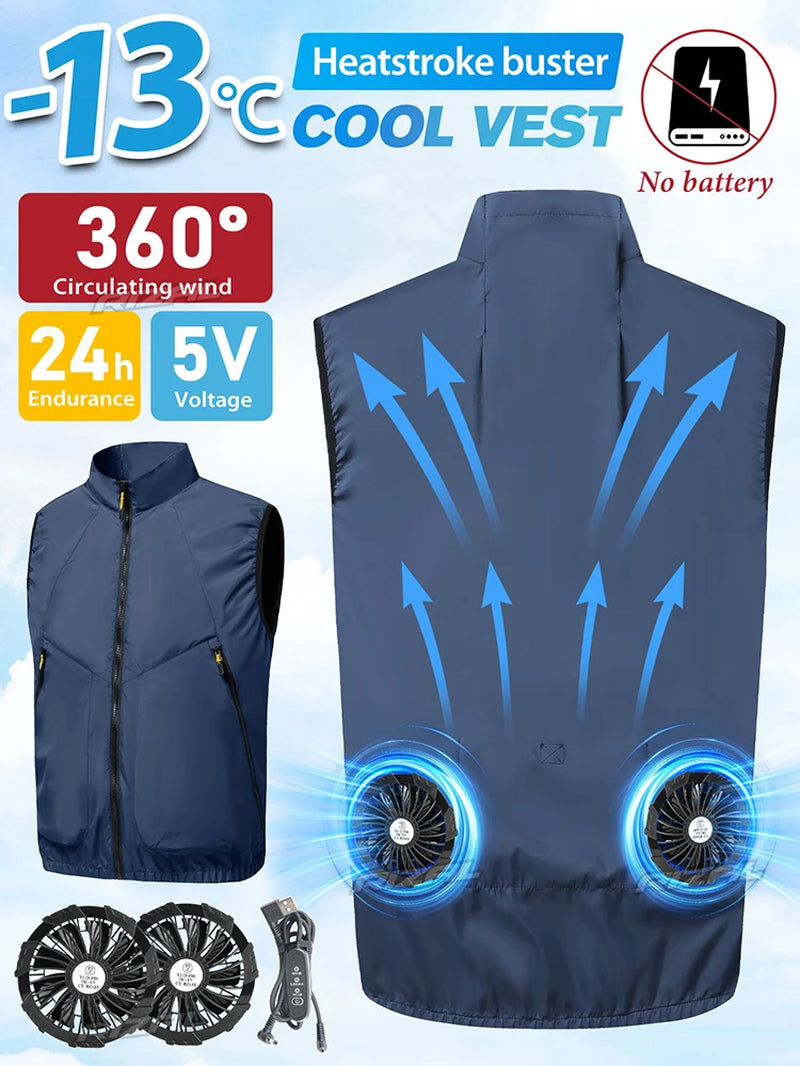 2026 New Arrival Fan Vest Wearable Cooling Air-Conditioned Clothes Lightweight Sleeveless for Daily Commute Camping Fishing Hiki