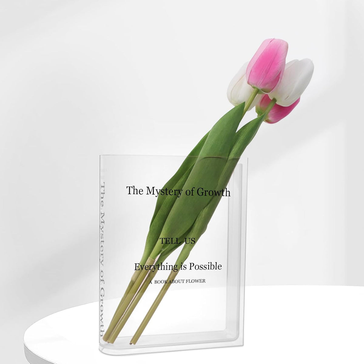 Flower Book Vase - Acrylic Book Vase 'The Mystery of Growth' for Flowers