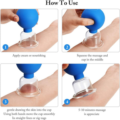 Revitalize Your Skin with the 4-Piece Blue Glass Facial Cupping Set – Experience Spa-Like Treatments at Home!