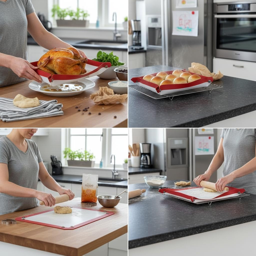 Transform Your Baking with the Extra Large 23.6" x 15.8" Silicone Baking Mat - Snap Lock Edges for Mess-Free Cooking and Ultimate Non-Stick Performance