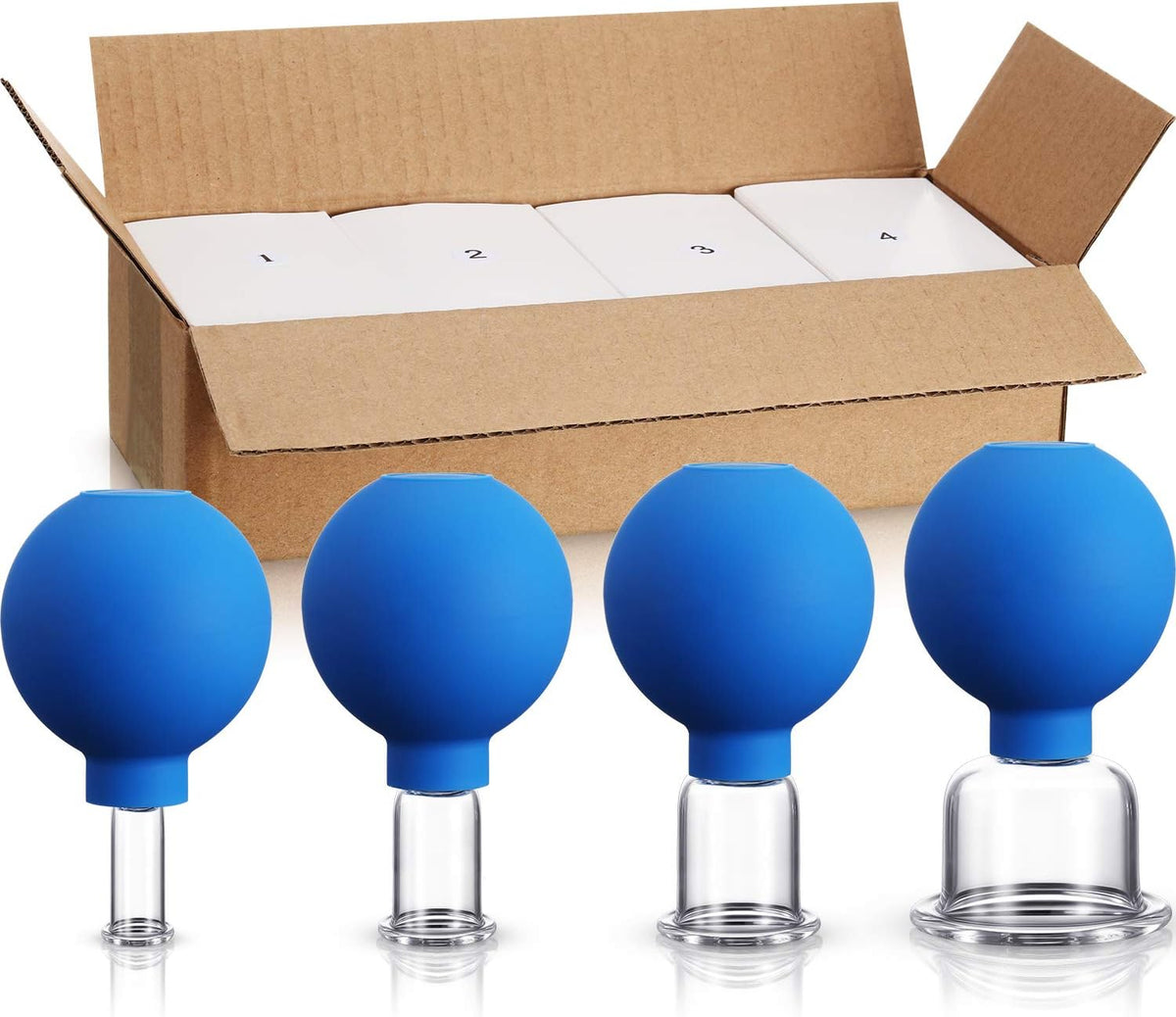 Revitalize Your Skin with the 4-Piece Blue Glass Facial Cupping Set – Experience Spa-Like Treatments at Home!
