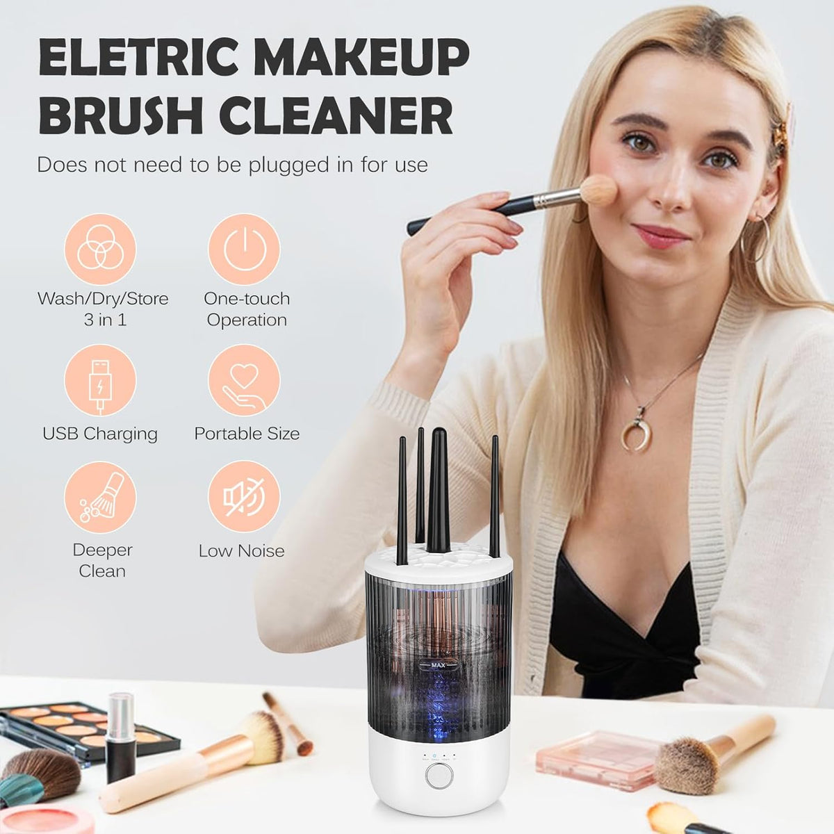 Revolutionary Electric Makeup Brush Cleaner: Effortless Cleaning & Quick Drying for Flawless Skin