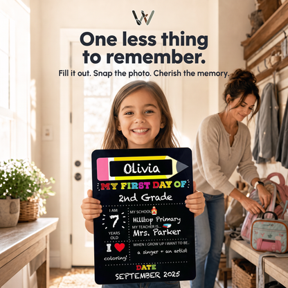 Double-Sided First & Last Day of School Chalkboard Sign (12x16")