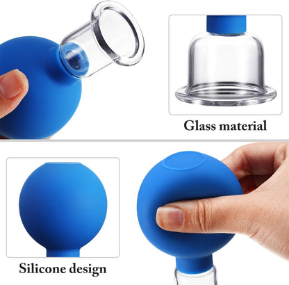 Revitalize Your Skin with the 4-Piece Blue Glass Facial Cupping Set – Experience Spa-Like Treatments at Home!