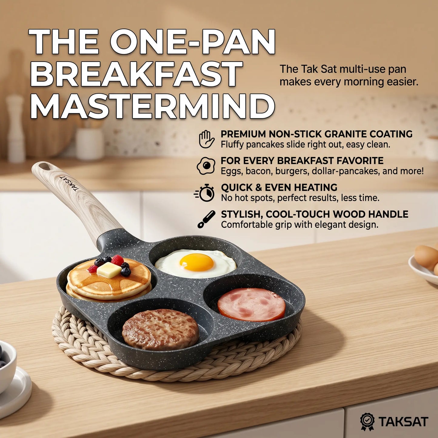 Revolutionize Your Breakfast with the 4-In-1 Non-Stick Skillet – Perfect for Eggs, Hamburgers, and More!