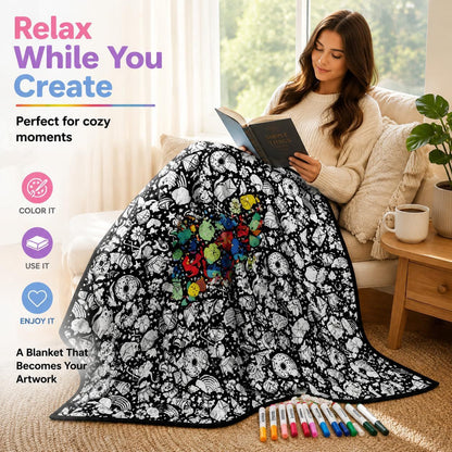 Unleash Your Creativity with the Colorful Coloring Blanket and Marker Set