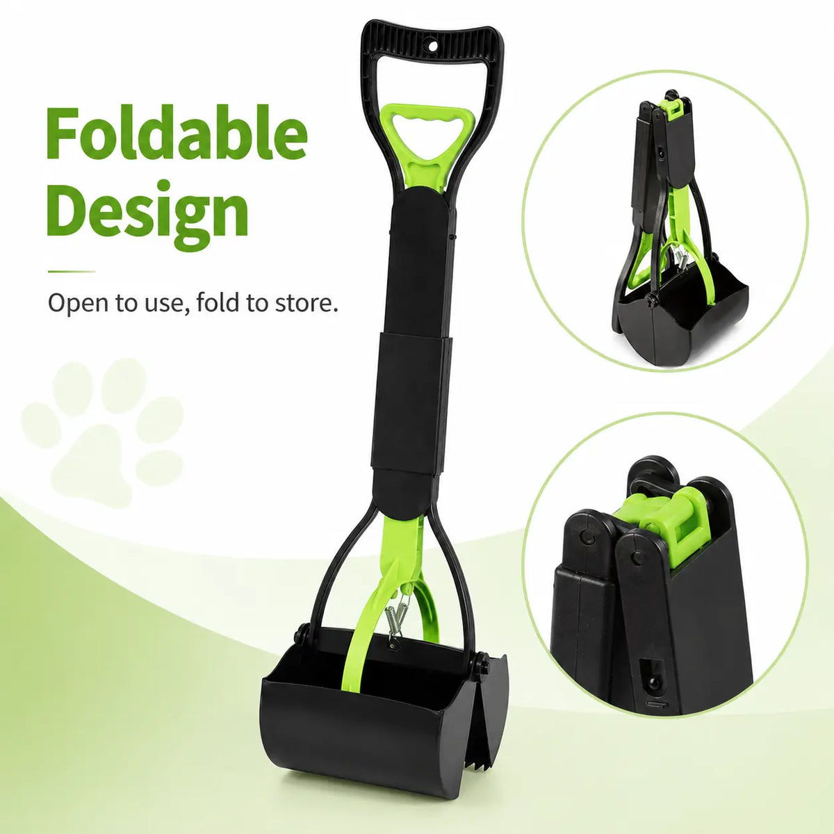 Effortless Outdoor Cleanup with Our Heavy-Duty Manual Plastic Dog Waste Scooper – Long Handle & Portable Bag Box Included