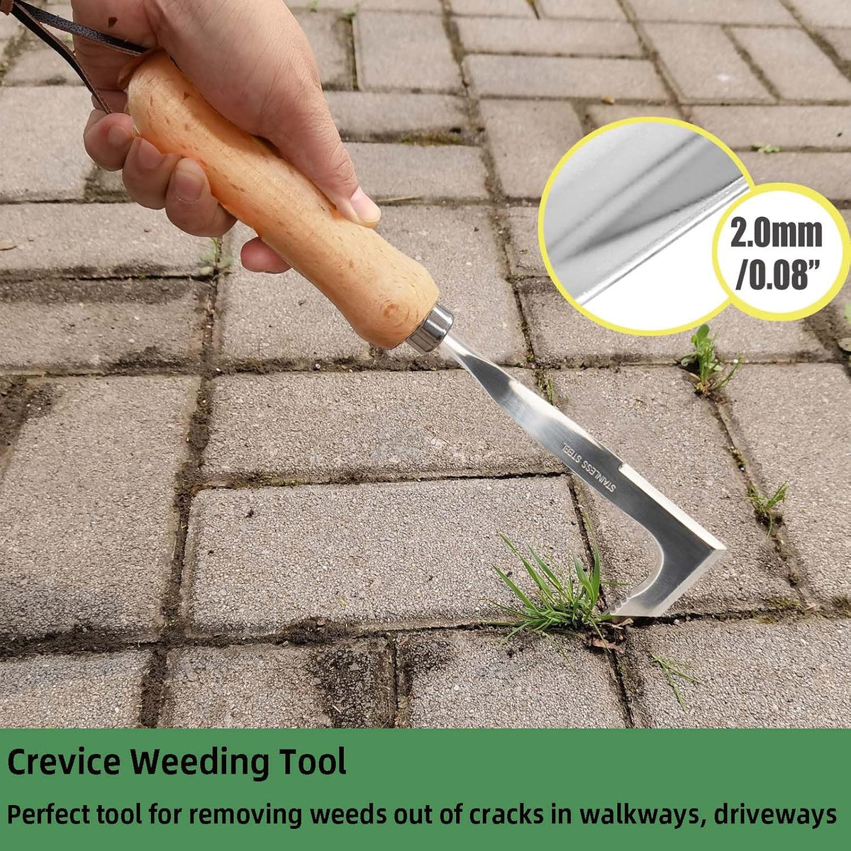 Crack Weeder, Stainless Steel Crevice Weeding Tool, Weeder Tool | L-Shaped Side-Walk Weed Puller Spatula, Efficient Manual Weeder for Sidewalk, Paver, Narrow and Wall Gaps, Walkway Edging