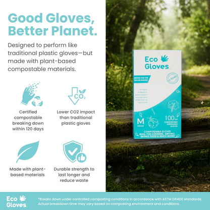 Plant-Based Compostable Eco-Friendly Gloves for Food Prep & Cleaning