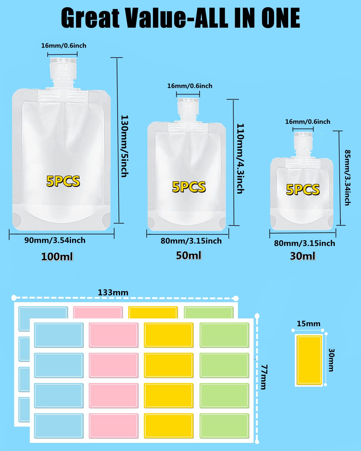 Ultimate 17-Piece TSA-Approved Travel Pouch Set for Toiletries - Convenient Refillable Containers for Your Favorite Liquids and Creams