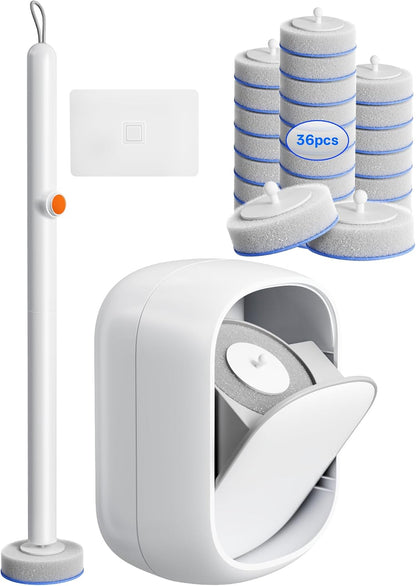 Transform Your Bathroom Cleaning Routine with Our Professional Disposable Toilet Cleaning System - Complete Kit with 36 Powerful Refills and Space-Saving Wall-Mounted Holder
