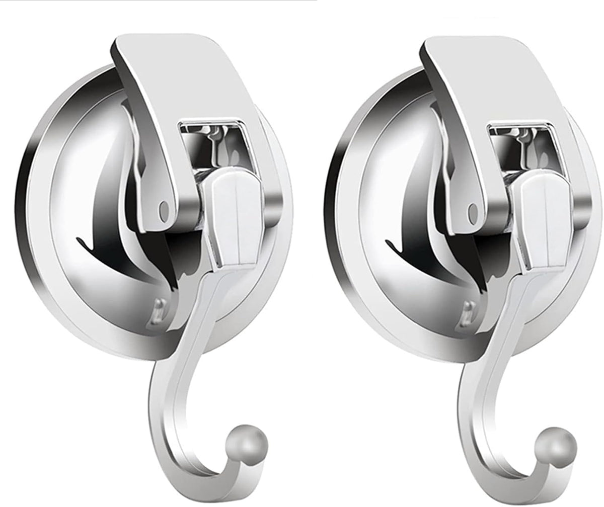 Stylish Silver Suction Cup Hooks - Set of 2 for Effortless Wreath and Bathroom Organization