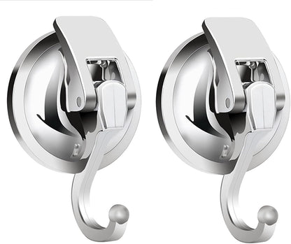 Stylish Silver Suction Cup Hooks - Set of 2 for Effortless Wreath and Bathroom Organization