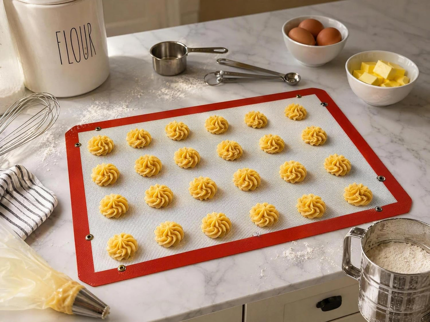 Transform Your Baking with the Extra Large 23.6" x 15.8" Silicone Baking Mat - Snap Lock Edges for Mess-Free Cooking and Ultimate Non-Stick Performance