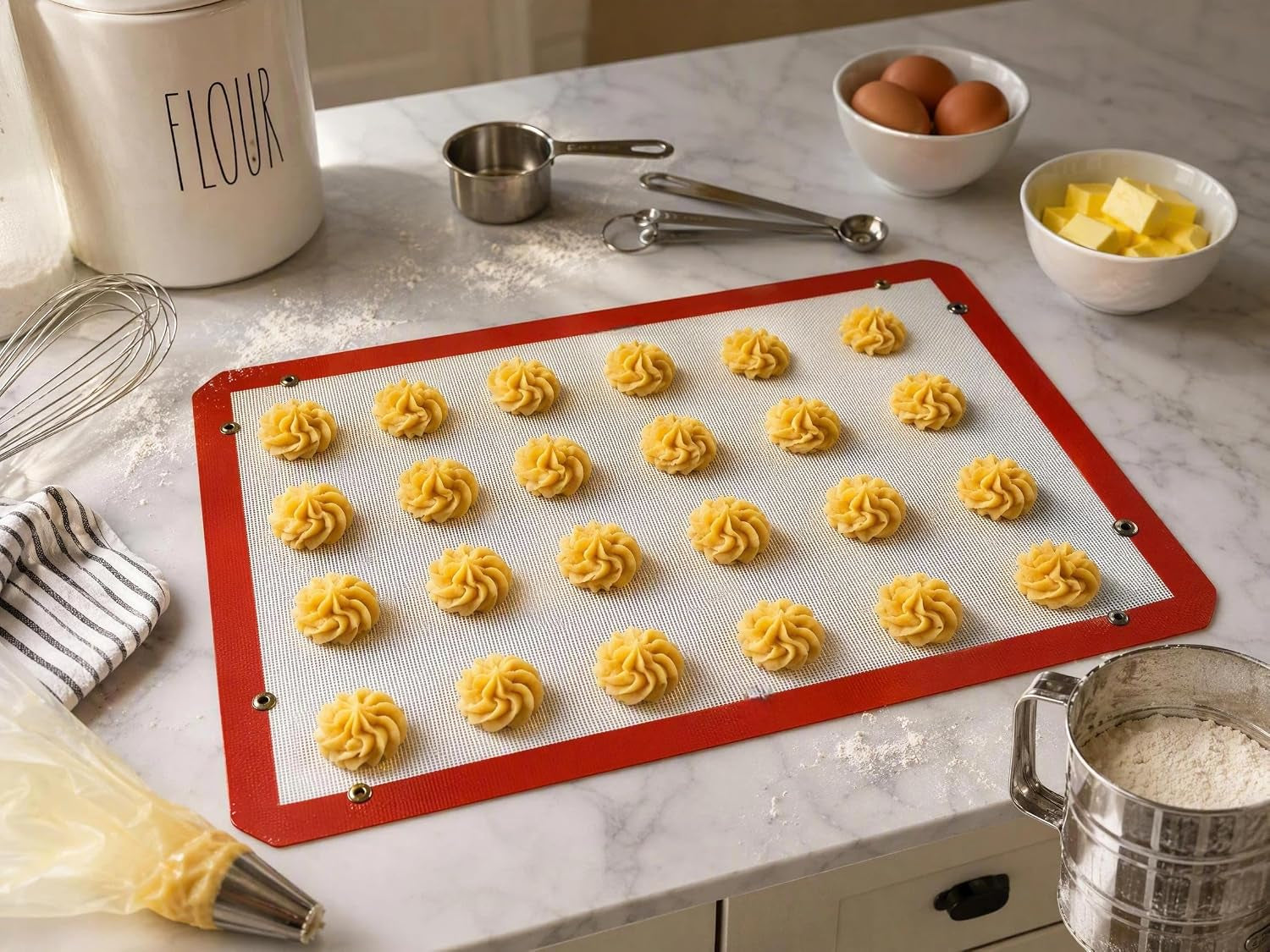 Transform Your Baking with the Extra Large 23.6" x 15.8" Silicone Baking Mat - Snap Lock Edges for Mess-Free Cooking and Ultimate Non-Stick Performance