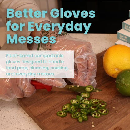 Plant-Based Compostable Eco-Friendly Gloves for Food Prep & Cleaning