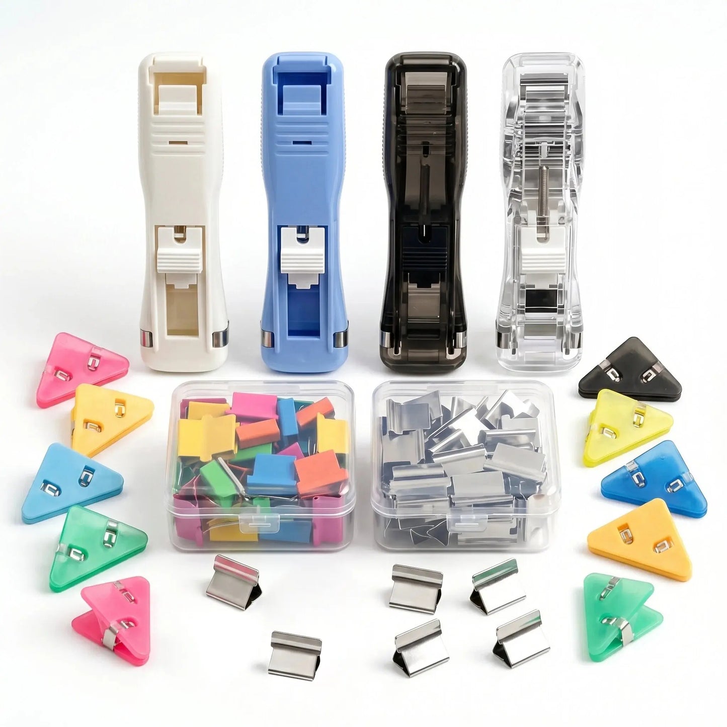 Ultimate Zipclip Set: 4 Zipclips, 50 Colorful Clips, 50 Silver Clips & 10 Triangle Clips - Perfect for Back to School Organization!