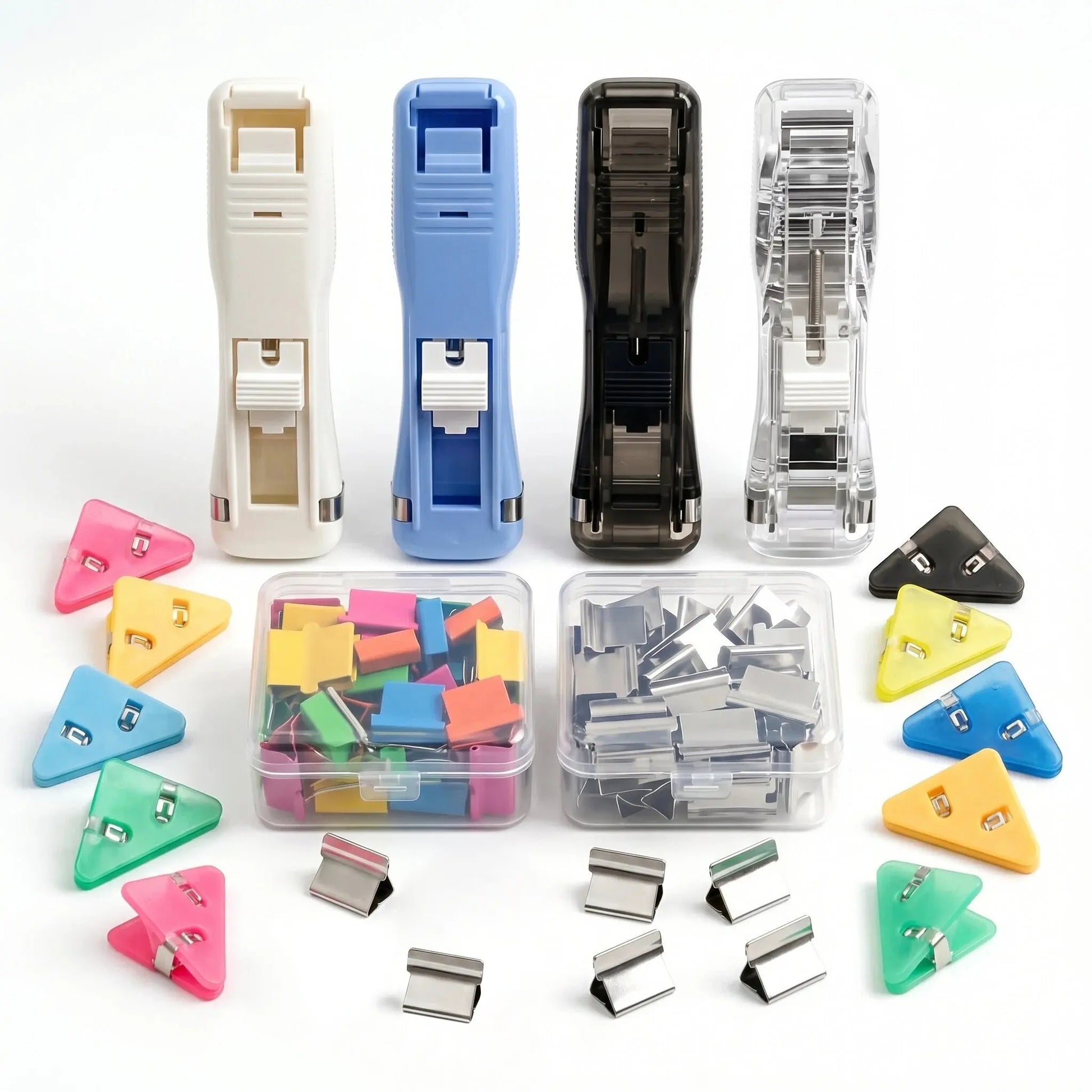 Ultimate Zipclip Set: 4 Zipclips, 50 Colorful Clips, 50 Silver Clips & 10 Triangle Clips - Perfect for Back to School Organization!