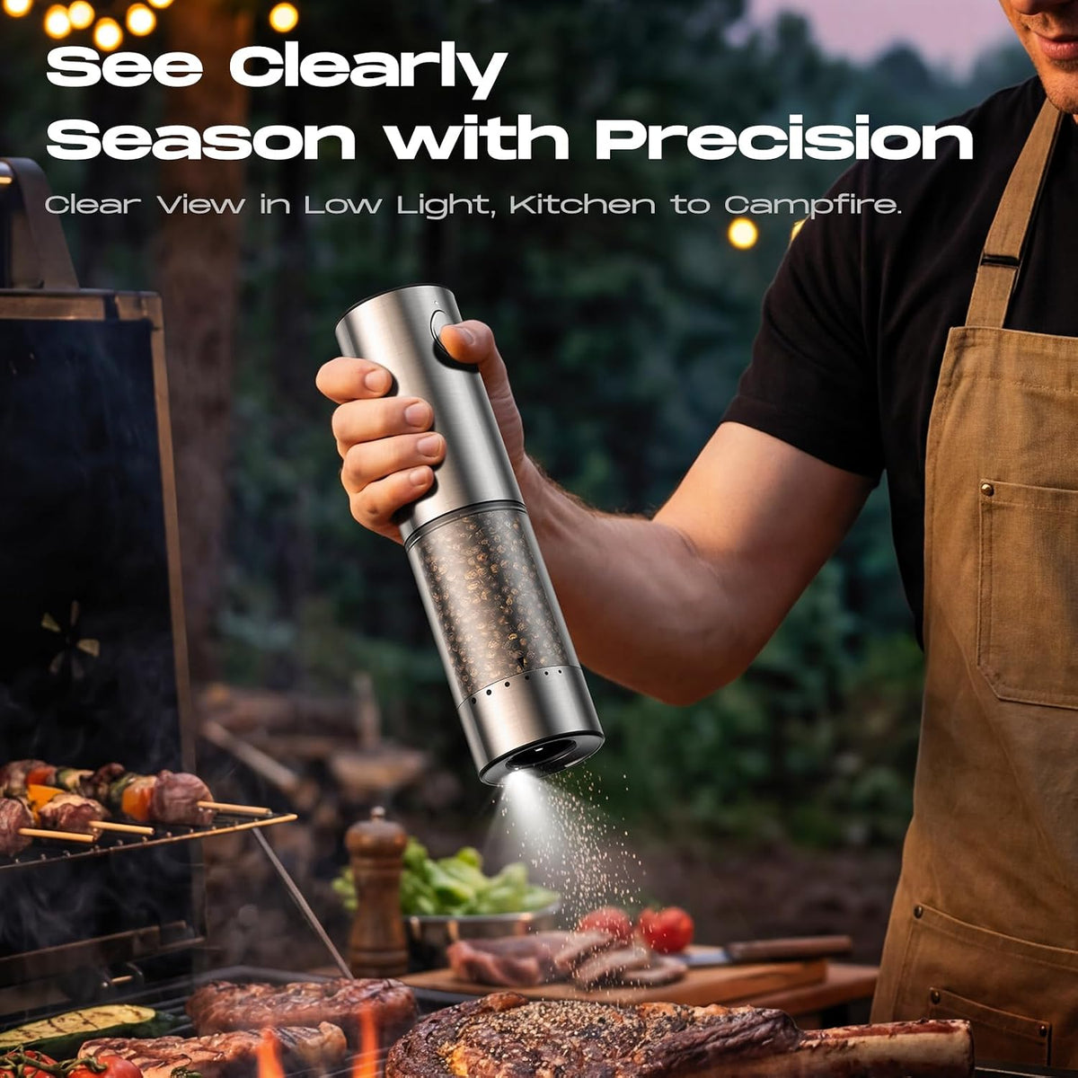 Elevate Your Cooking with the Rechargeable Automatic Electric Salt and Pepper Grinder Set - Adjustable Coarseness & Sleek Stainless Steel Design