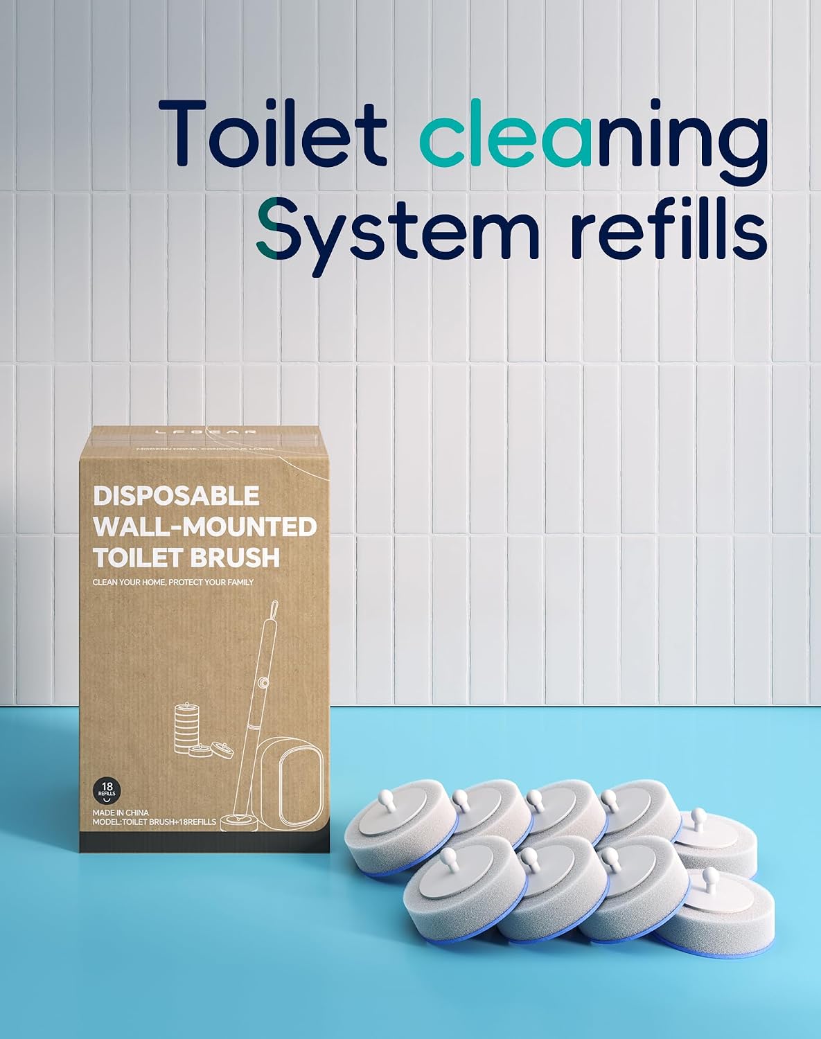 Transform Your Bathroom Cleaning Routine with Our Professional Disposable Toilet Cleaning System - Complete Kit with 36 Powerful Refills and Space-Saving Wall-Mounted Holder