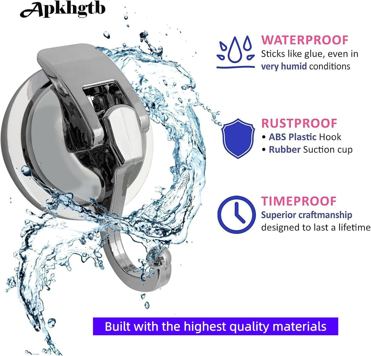 Stylish Silver Suction Cup Hooks - Set of 2 for Effortless Wreath and Bathroom Organization