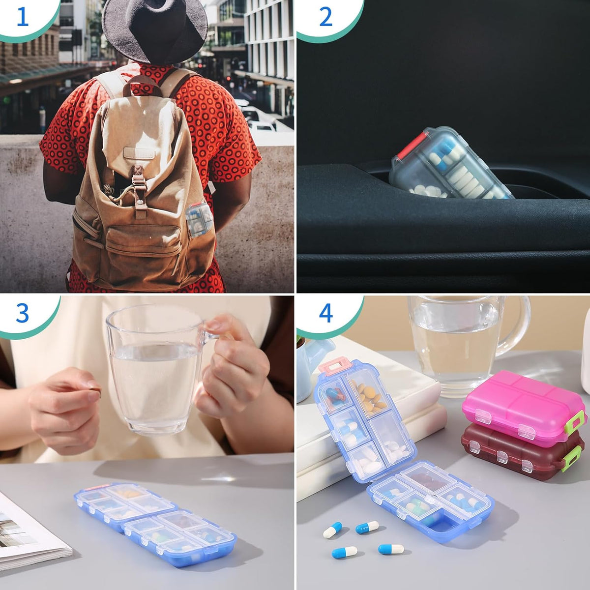 Ultimate Compact Travel Pill Organizer with 10 Easy-Access Compartments
