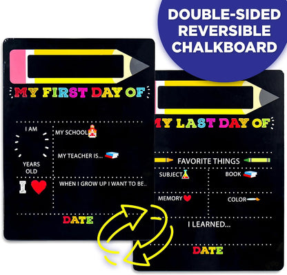 Double-Sided Chalkboard Sign for First and Last Day of School, 12 x 16 Inches