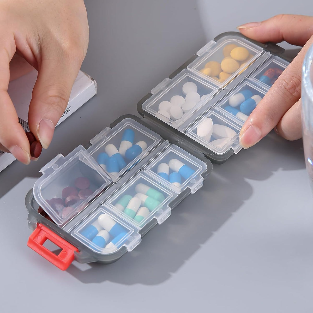 Ultimate Compact Travel Pill Organizer with 10 Easy-Access Compartments