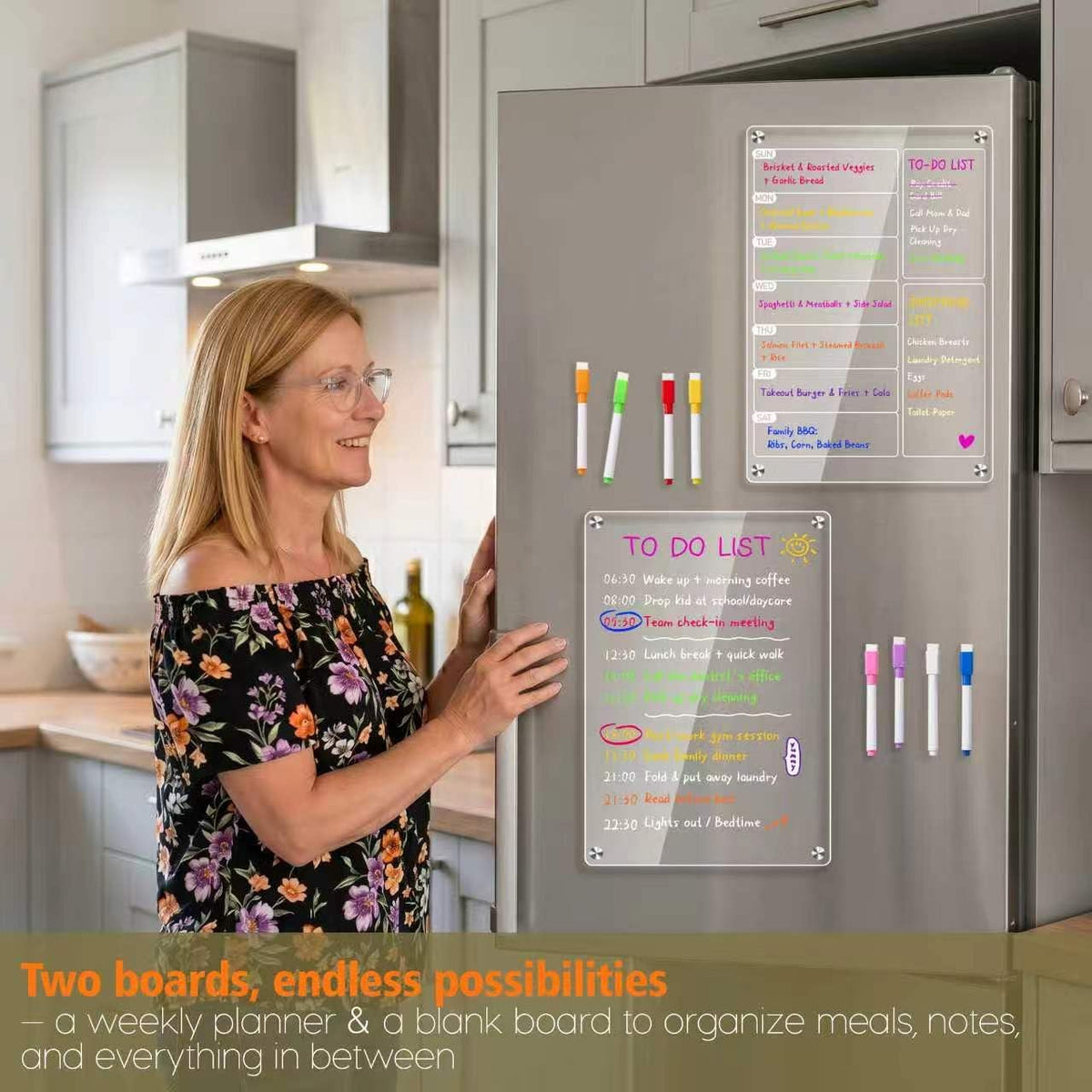 Elevate Your Meal Planning with Our Set of 2 Acrylic Weekly Planners for Refrigerator – Effortless Organization & Style
