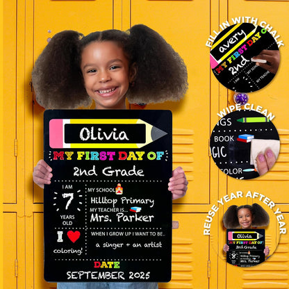 Double-Sided Chalkboard Sign for First and Last Day of School, 12 x 16 Inches