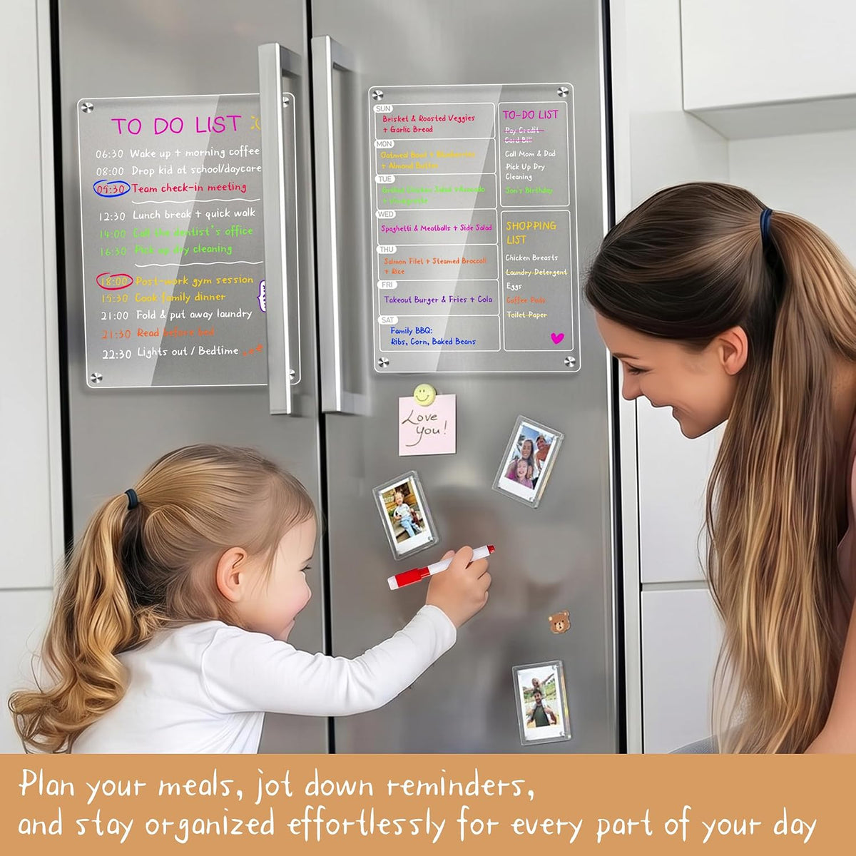 Elevate Your Meal Planning with Our Set of 2 Acrylic Weekly Planners for Refrigerator – Effortless Organization & Style