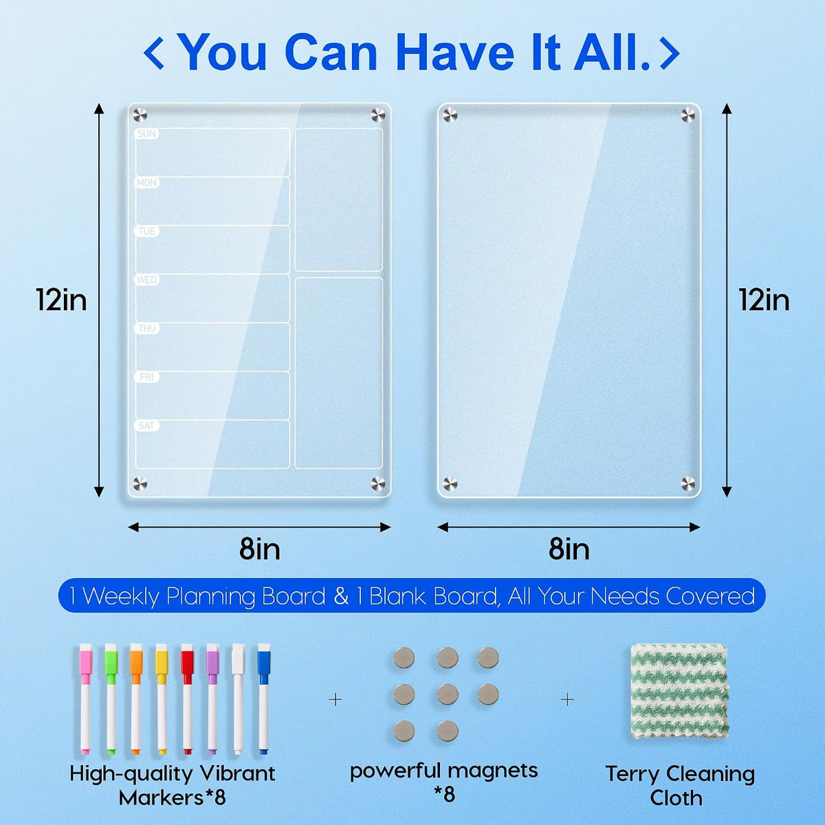Elevate Your Meal Planning with Our Set of 2 Acrylic Weekly Planners for Refrigerator – Effortless Organization & Style