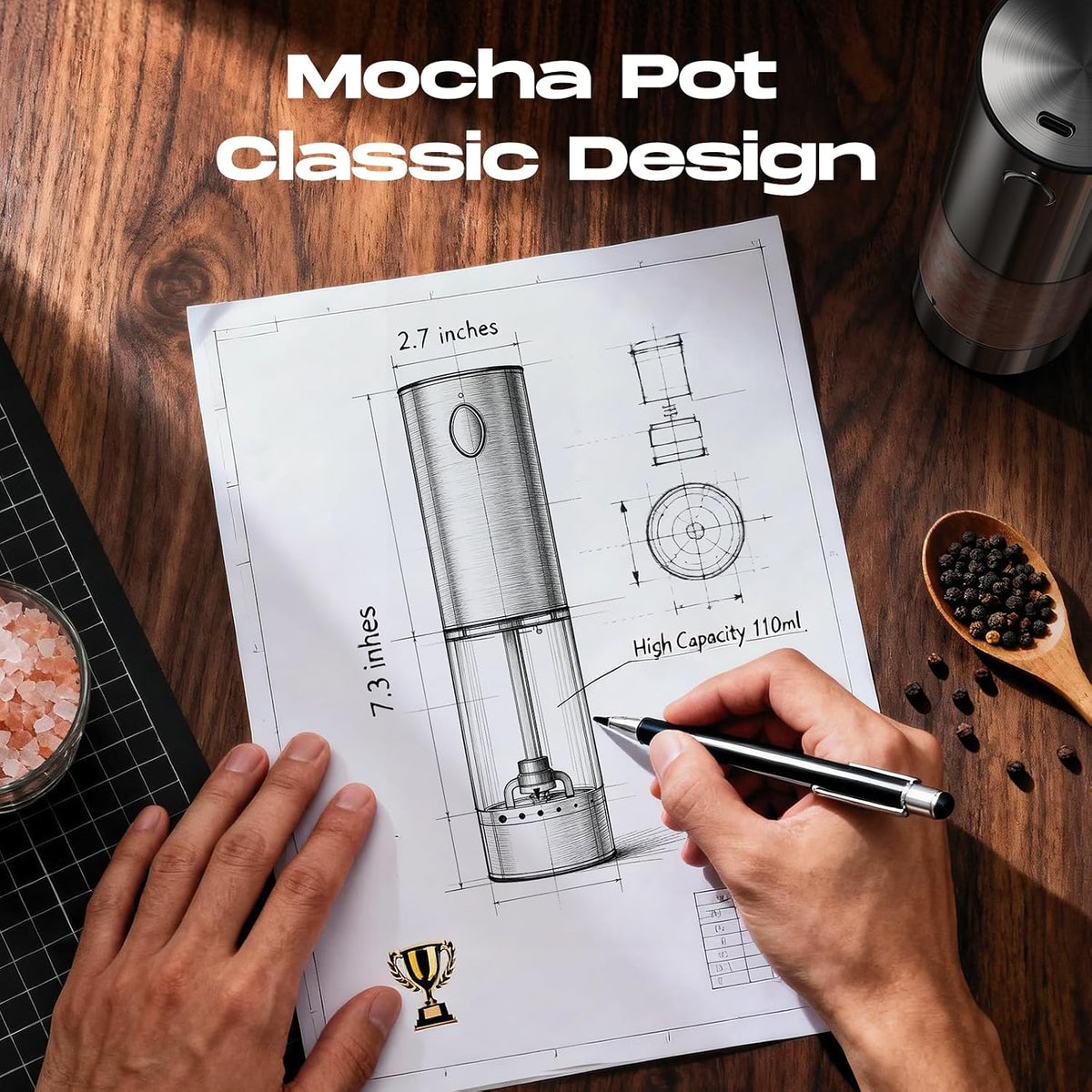 Elevate Your Cooking with the Rechargeable Automatic Electric Salt and Pepper Grinder Set - Adjustable Coarseness & Sleek Stainless Steel Design