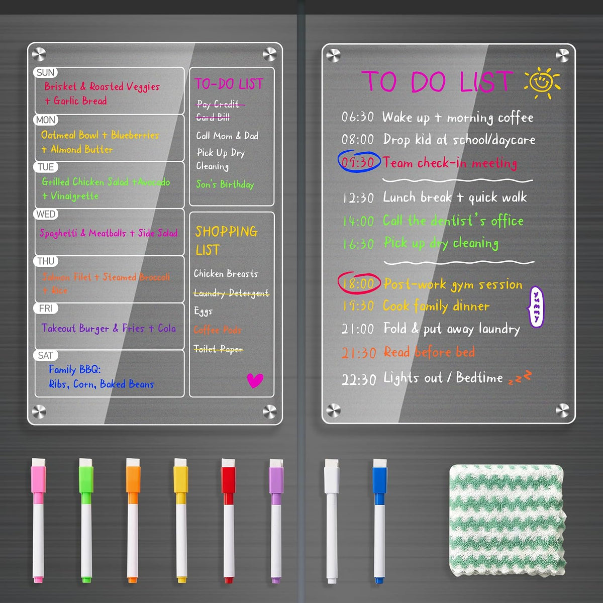 Elevate Your Meal Planning with Our Set of 2 Acrylic Weekly Planners for Refrigerator – Effortless Organization & Style