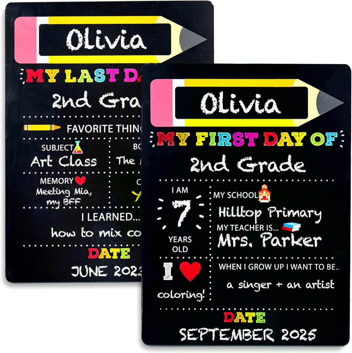 Celebrate Milestones with Our Double-Sided First and Last Day of School Chalkboard Sign - 12 x 16 Inches