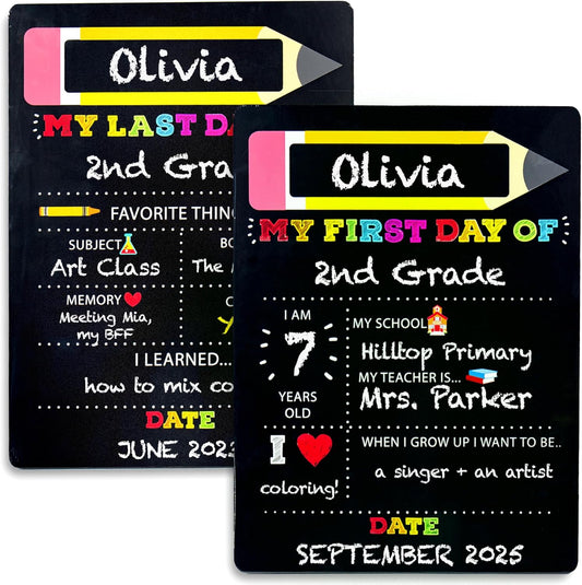 Celebrate Milestones with Our Double-Sided First and Last Day of School Chalkboard Sign - 12 x 16 Inches