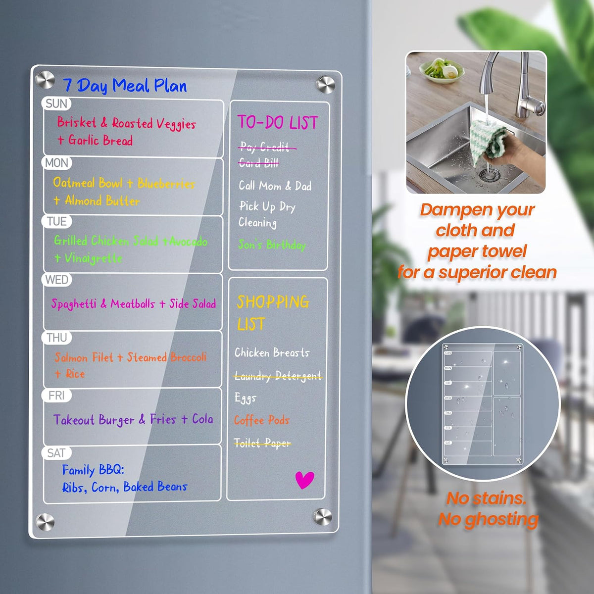 Elevate Your Meal Planning with Our Set of 2 Acrylic Weekly Planners for Refrigerator – Effortless Organization & Style