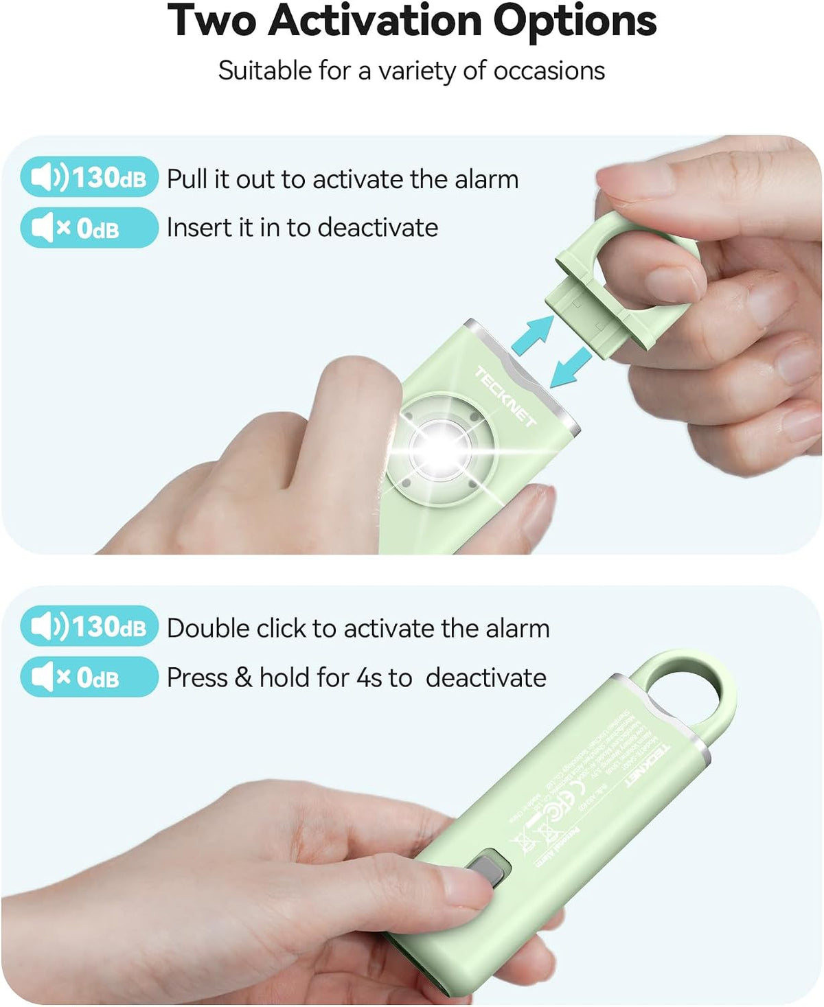 Empower Your Safety: Rechargeable 130dB Personal Alarm for Women with SOS Light and Low Battery Alert