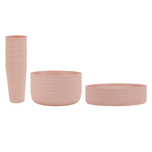 18-Piece Eco-Friendly Recycled Plastic Dinnerware Set, Blue