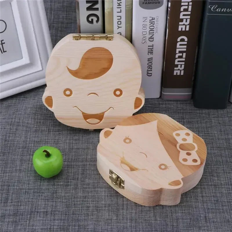 Cherish Your Child's Milestones with Our Adorable Spanish Wooden Baby Tooth Box - Perfect Souvenir Gift for Boys and Girls!