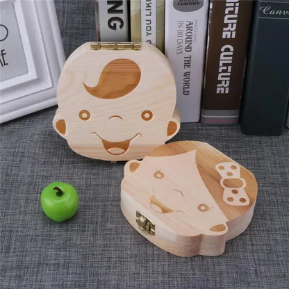 Cherish Your Child's Milestones with Our Adorable Spanish Wooden Baby Tooth Box - Perfect Souvenir Gift for Boys and Girls!