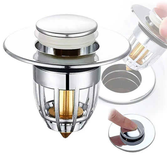 Transform Your Sink: Press Bounce Basin Pop-Up Drain Filter for Effortless Hair and Debris Capture