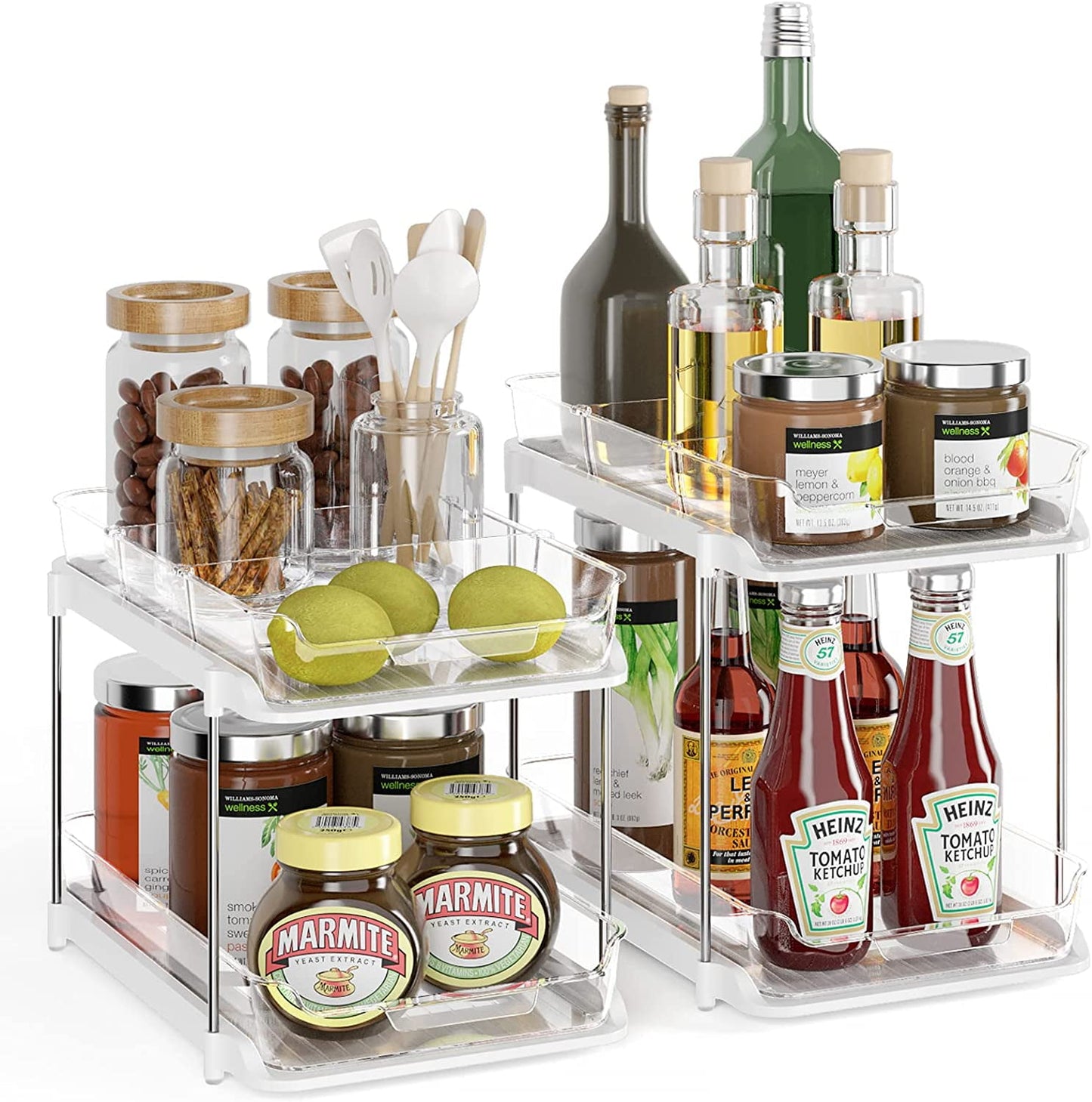 Maximize Your Space with the 2 Pack Under Sink Organizers - 2 Tier Sliding Storage Solution for Kitchen and Bathroom
