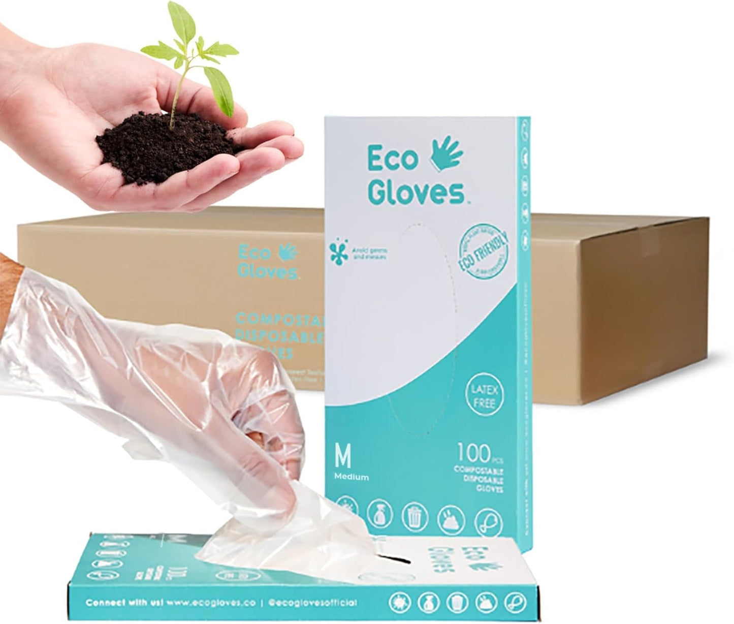 Plant-Based Compostable Eco-Friendly Gloves for Food Prep & Cleaning