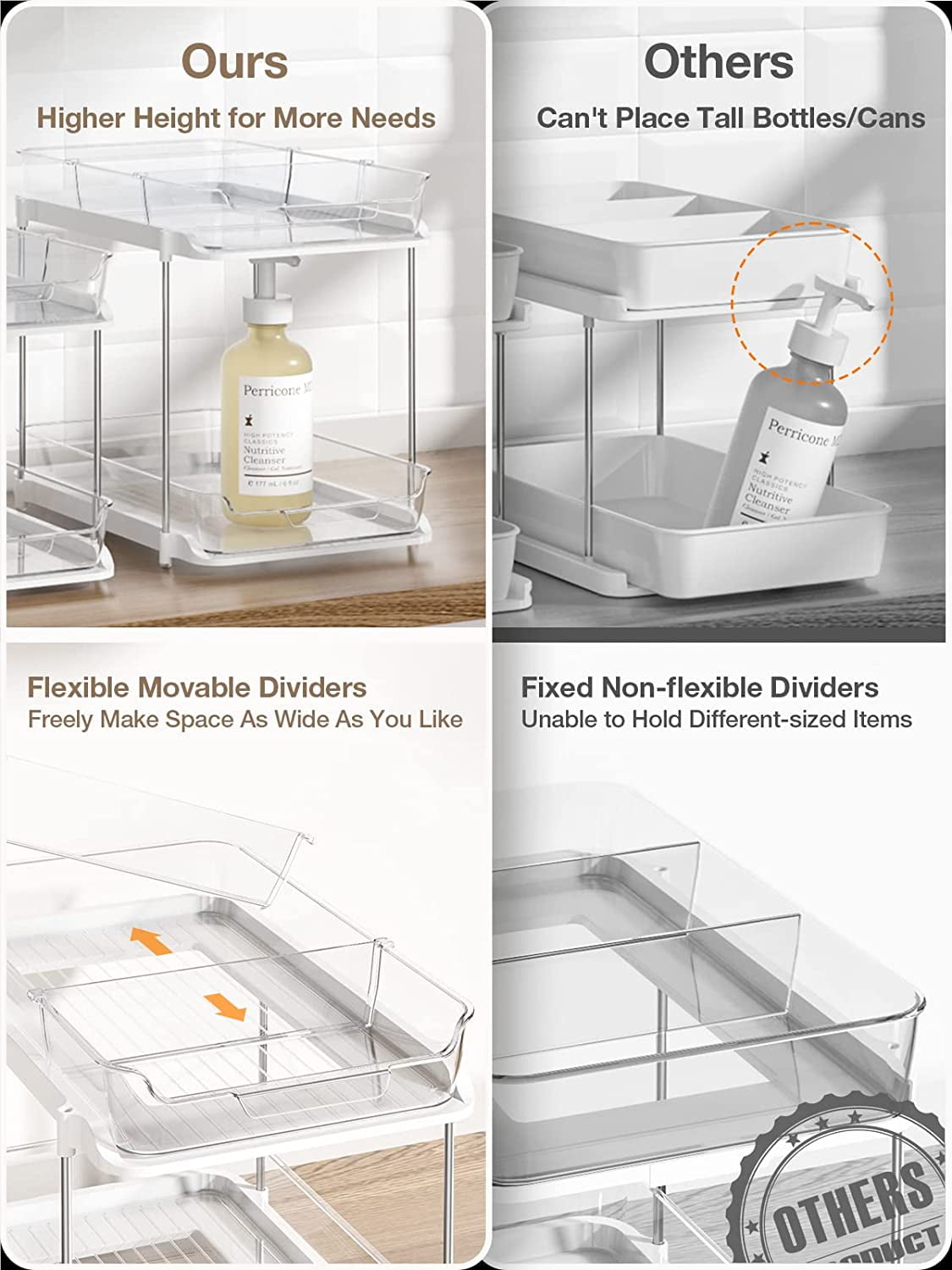 Maximize Your Space with the 2 Pack Under Sink Organizers - 2 Tier Sliding Storage Solution for Kitchen and Bathroom