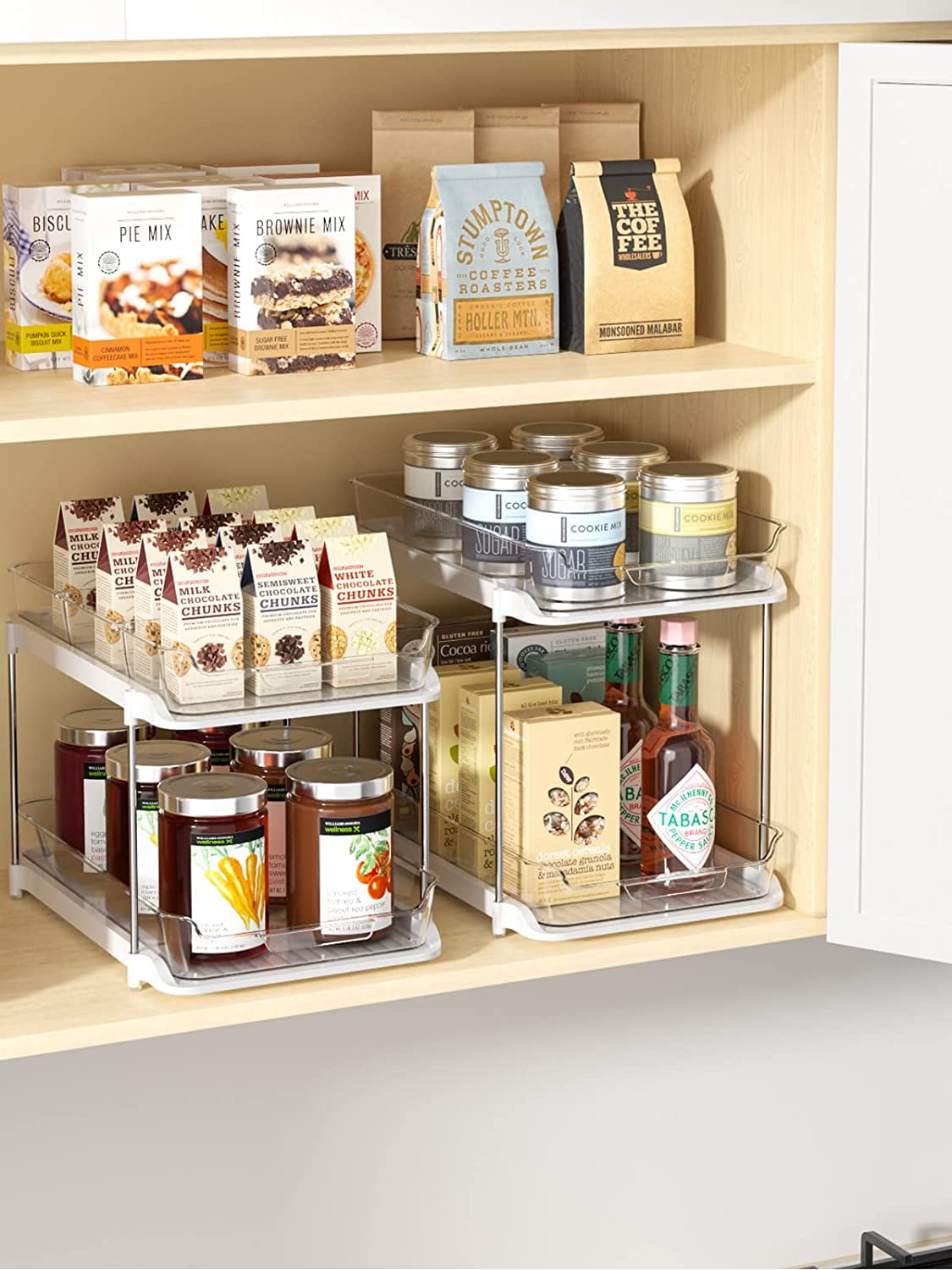 Maximize Your Space with the 2 Pack Under Sink Organizers - 2 Tier Sliding Storage Solution for Kitchen and Bathroom