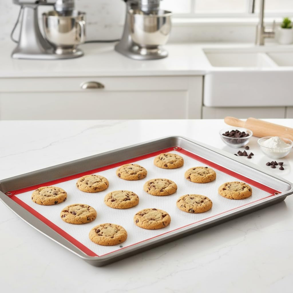 Transform Your Baking with the Extra Large 23.6" x 15.8" Silicone Baking Mat - Snap Lock Edges for Mess-Free Cooking and Ultimate Non-Stick Performance